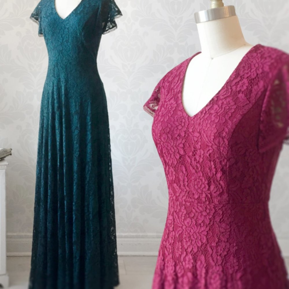 Cap sleeve lace maxi dress